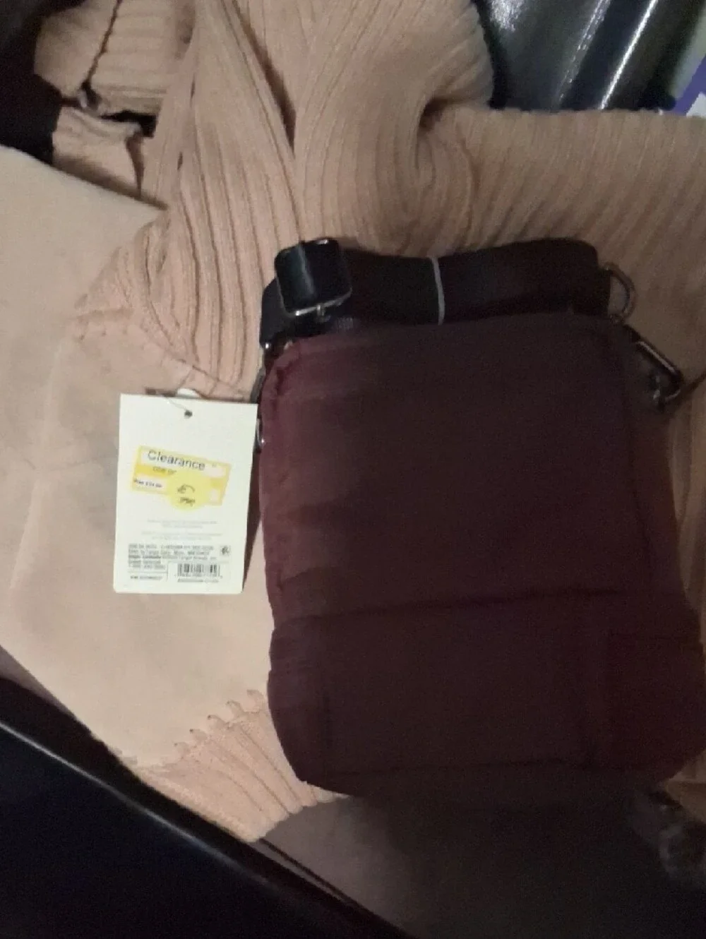Quilted camera Crossbody Bag in Maroon